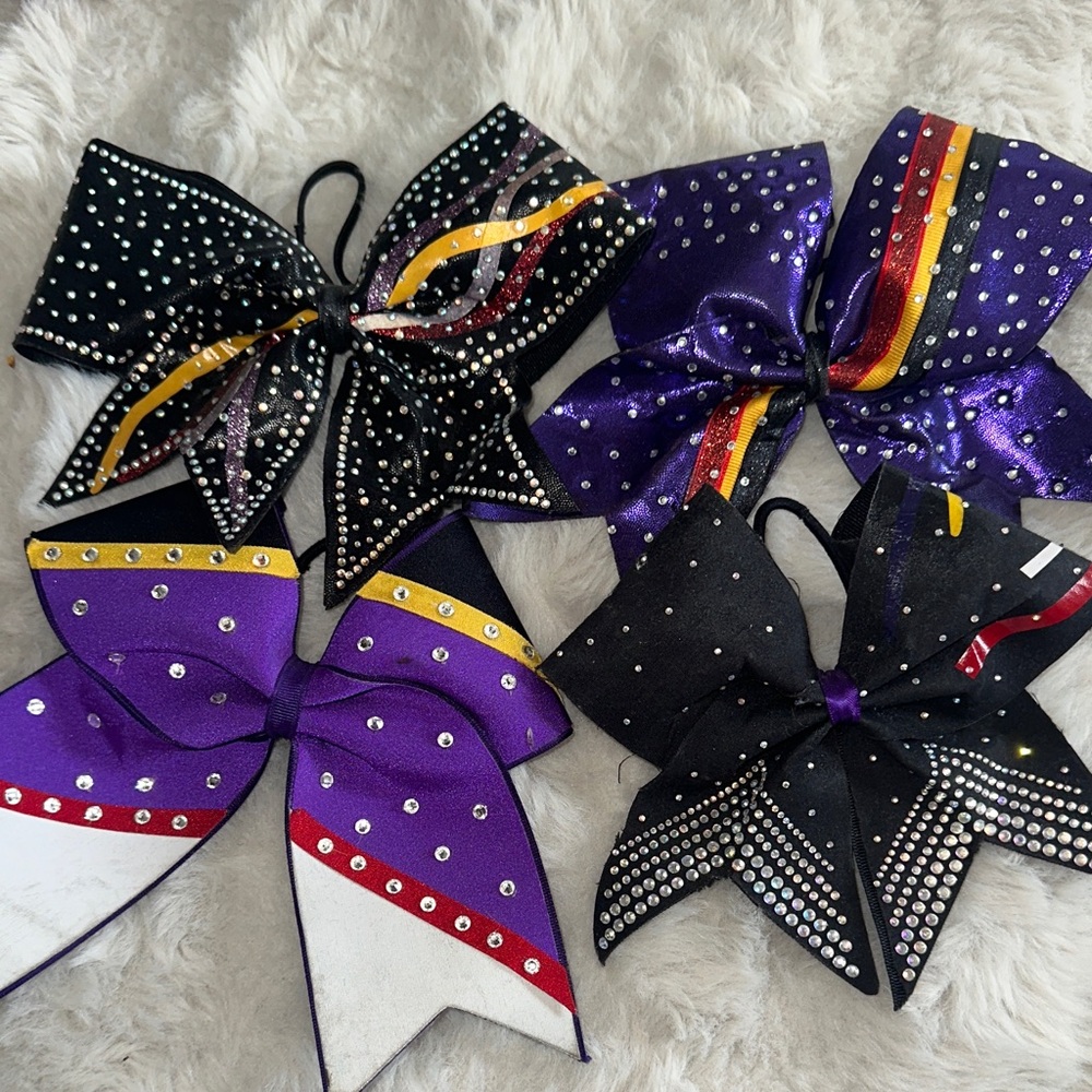 Sparkling Cheer Bow Set - Black and Purple